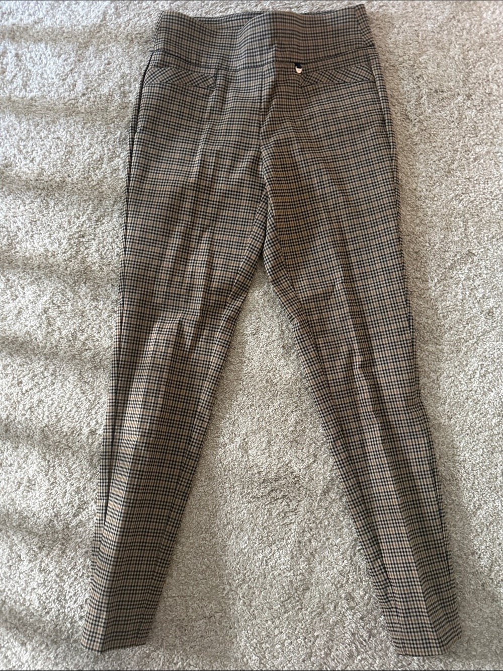 S Womens Checked Dress Pants - Brown/Black Houndstooth